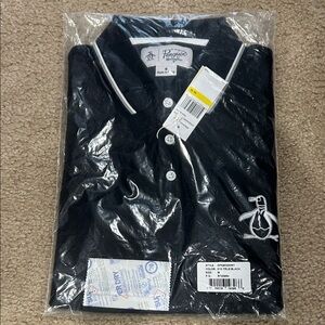 Original Penguin Men's Polo Shirt in Black with White Accents